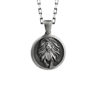 Löwe Sternzeichen Halskette in oxidiertem Sterlingsilber mit Kette für Frauen...