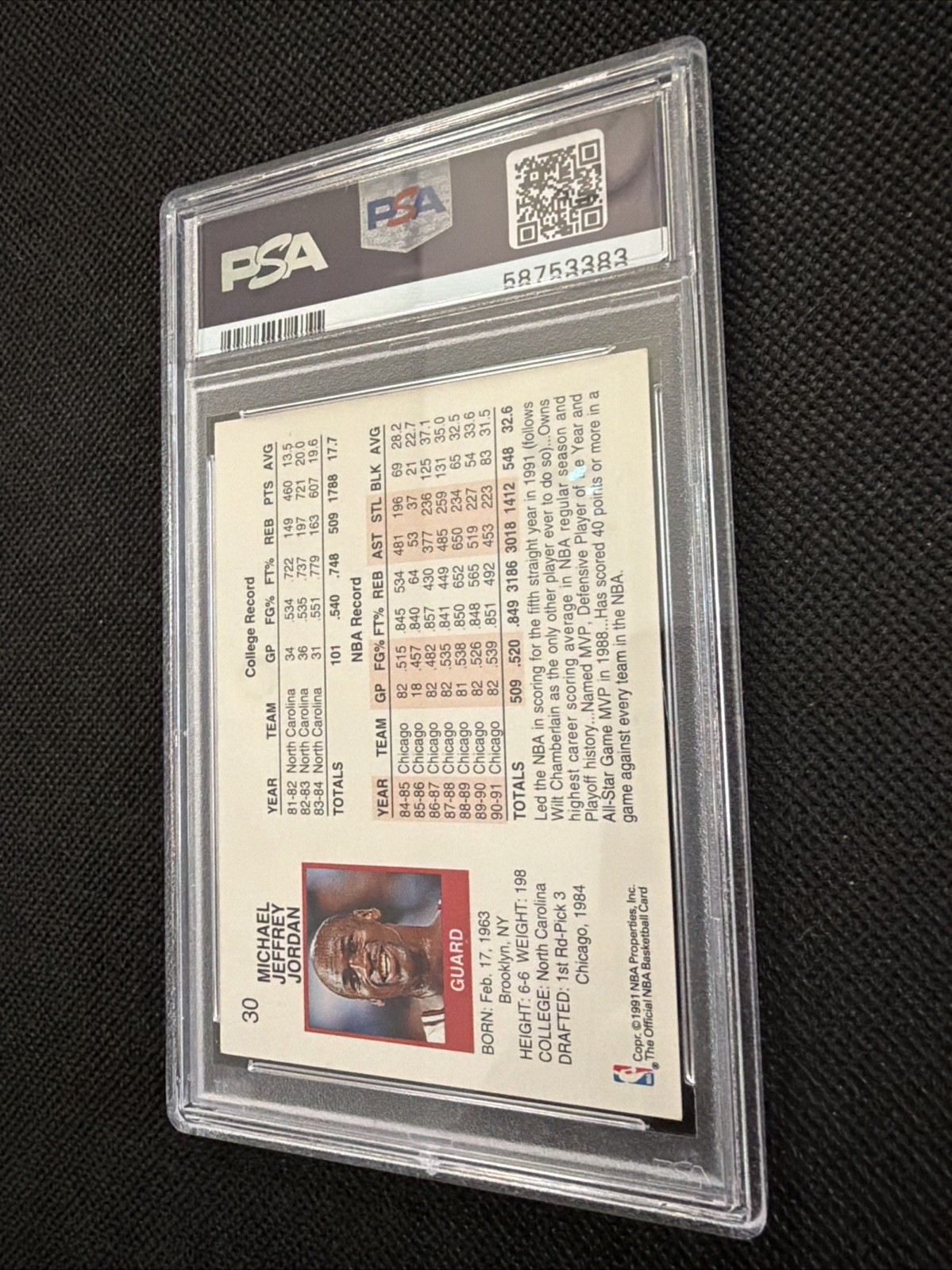 Michael Jordan 1991 Hoops #30 - PSA 6 - Nice Clean Slab view 14