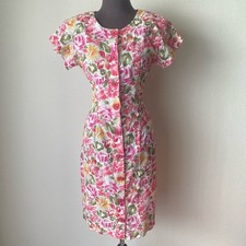 La Belle sz S pink Floral milkmaid VTG prarie mini dress