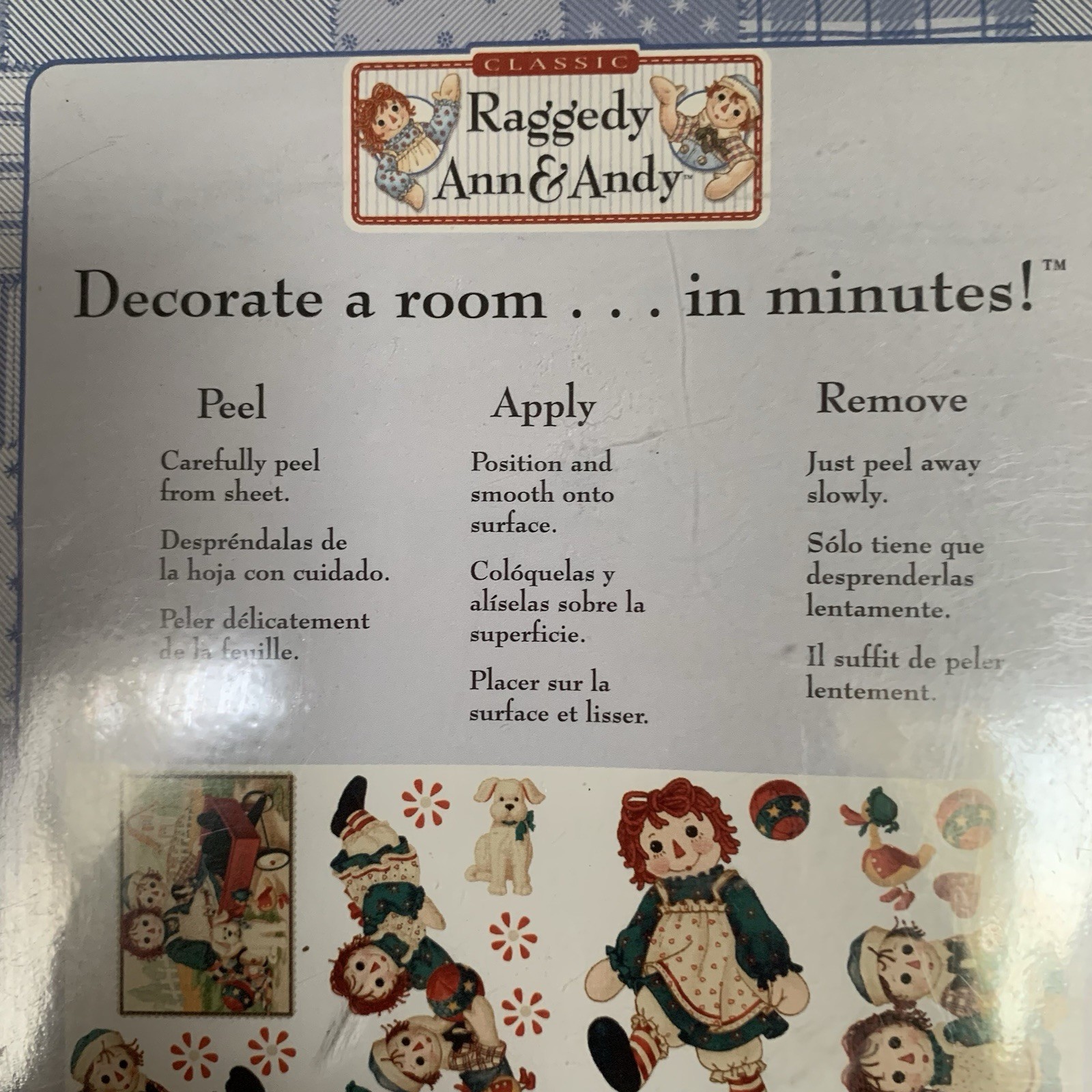 Priss Prints Raggedy Ann & Andy 20 + Jumbo Stick-Ups Peal & Stick Removable