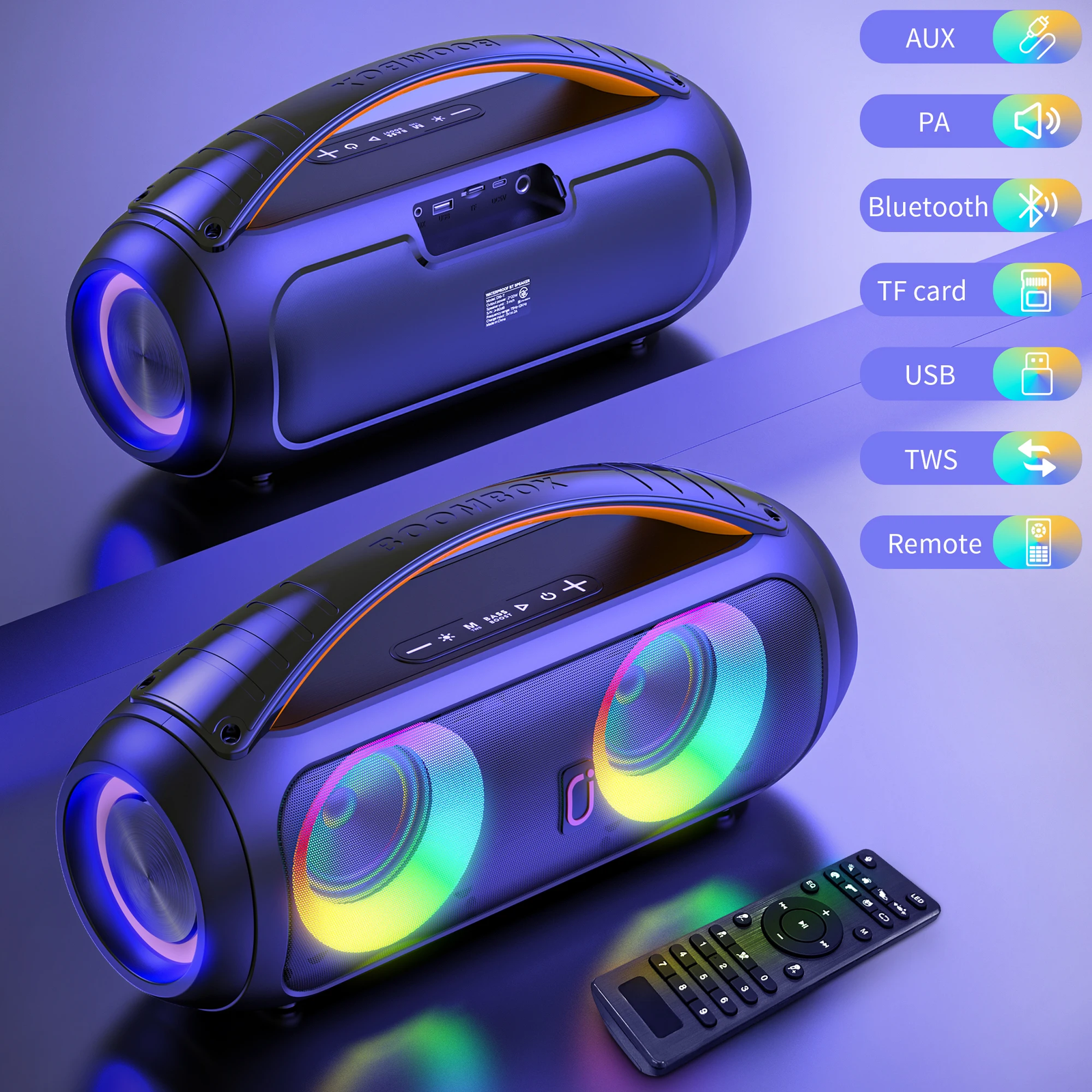 40W Waterproof Bluetooth Speaker Portable Wireless Outdoor Party Boombox