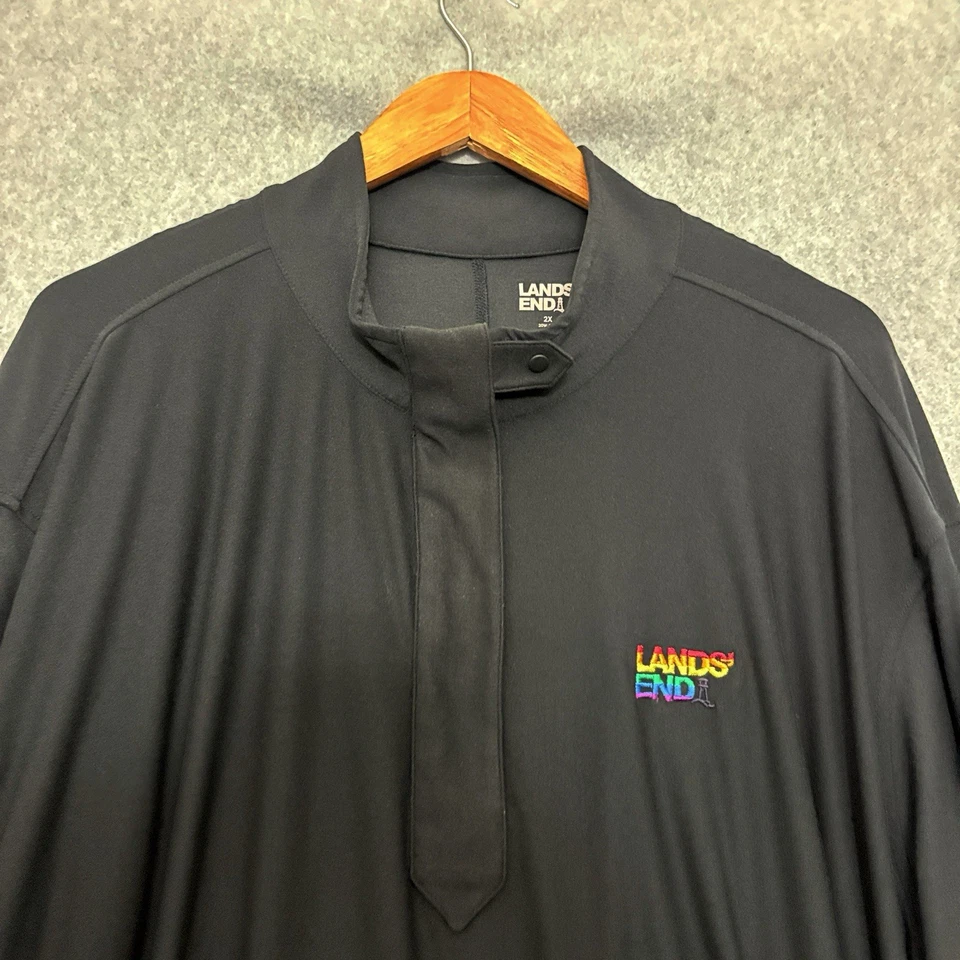 Lands' End Mujer Manga Larga 1/4 Cremallera UPF 50 Rendimiento Arco Iris Logo Talla 2X Foto 3 de 4