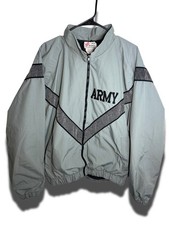 US Army PFU Jacket Large Regular Gray Reflective Military Training Nylon Coat