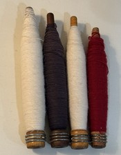 4 Vintage Wood Quills Bobbins Spools Spindles Wooden from an Industrial Mill