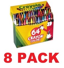 Crayola 64 Count Crayons 52-0064 Kids Coloring Assorted Crayon 8 PACK NEW