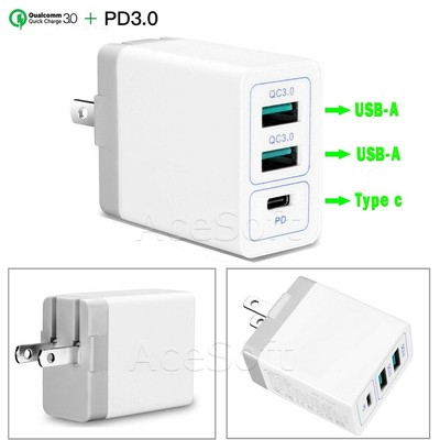 Rapid Charging Multi Function Portable 3 Port PD QC 3.0 Charger for LG V20 LS997
