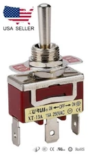 HEAVY DUTY SPDT ON-OFF-ON TOGGLE SWITCH 20A 125V, 15A 250V SPADE TERMINALS (13A)
