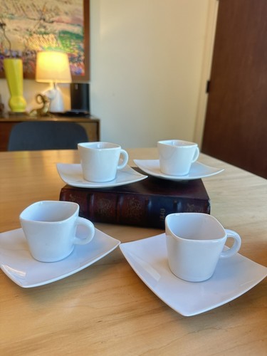 B. Smith Espresso With Style Cups And Saucers Set of 4 Square Cups And Saucers