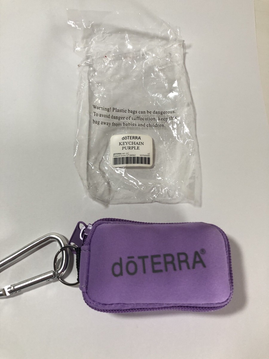 NEW doTerra Purple Zip Travel Case & Keychain + 8 Mini Essential