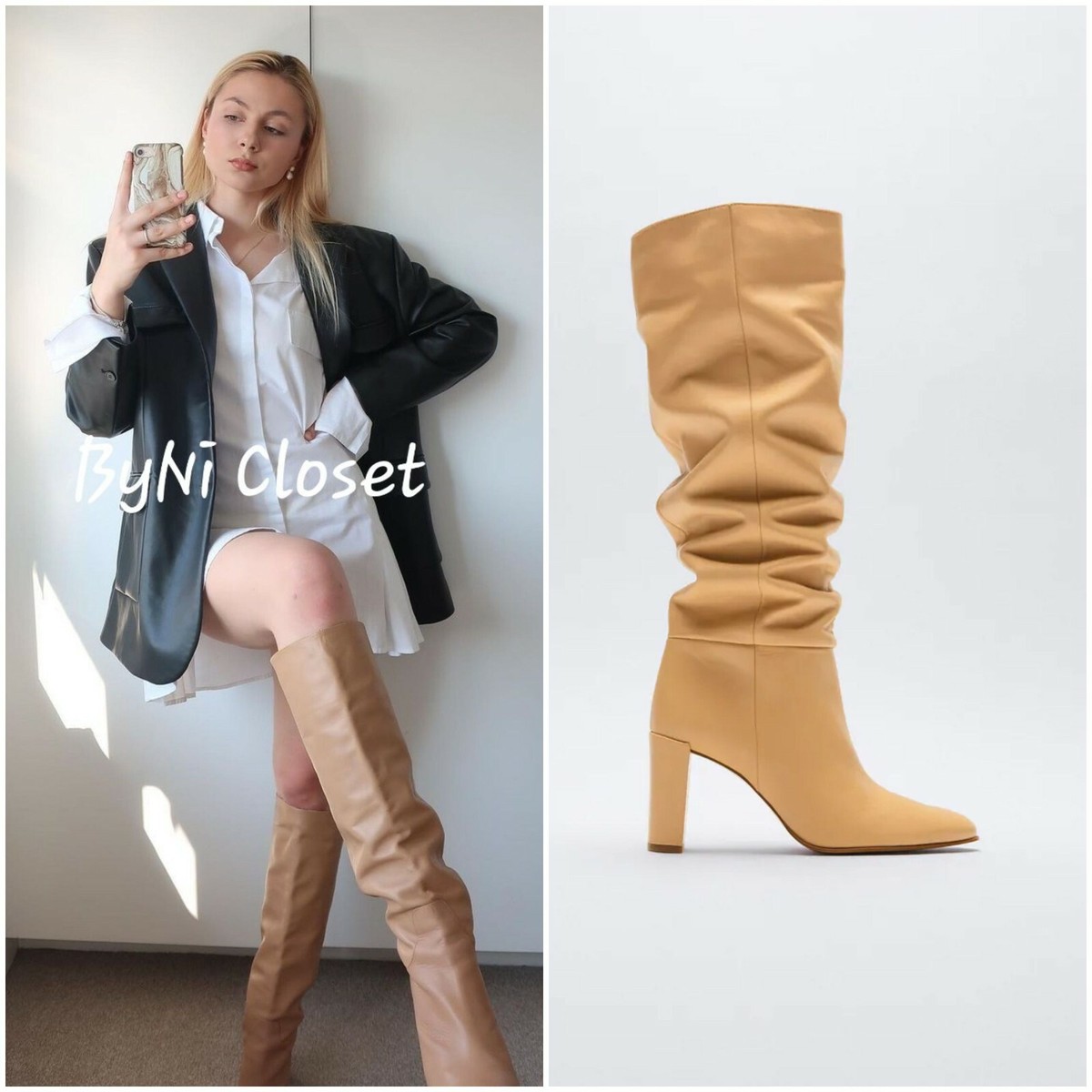 ZARA LEATHER KITTEN-HEEL KNEE HIGH BEIGE BOOTS 2807/710 | eBay ZARA LEATHER KITTEN-HEEL KNEE HIGH BEIGE BOOTS 2807/710 | eBay