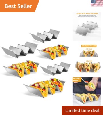 Taco Holders Set of 6, Taco Stand, Stainless Steel Taco Holder, with Easy-Access