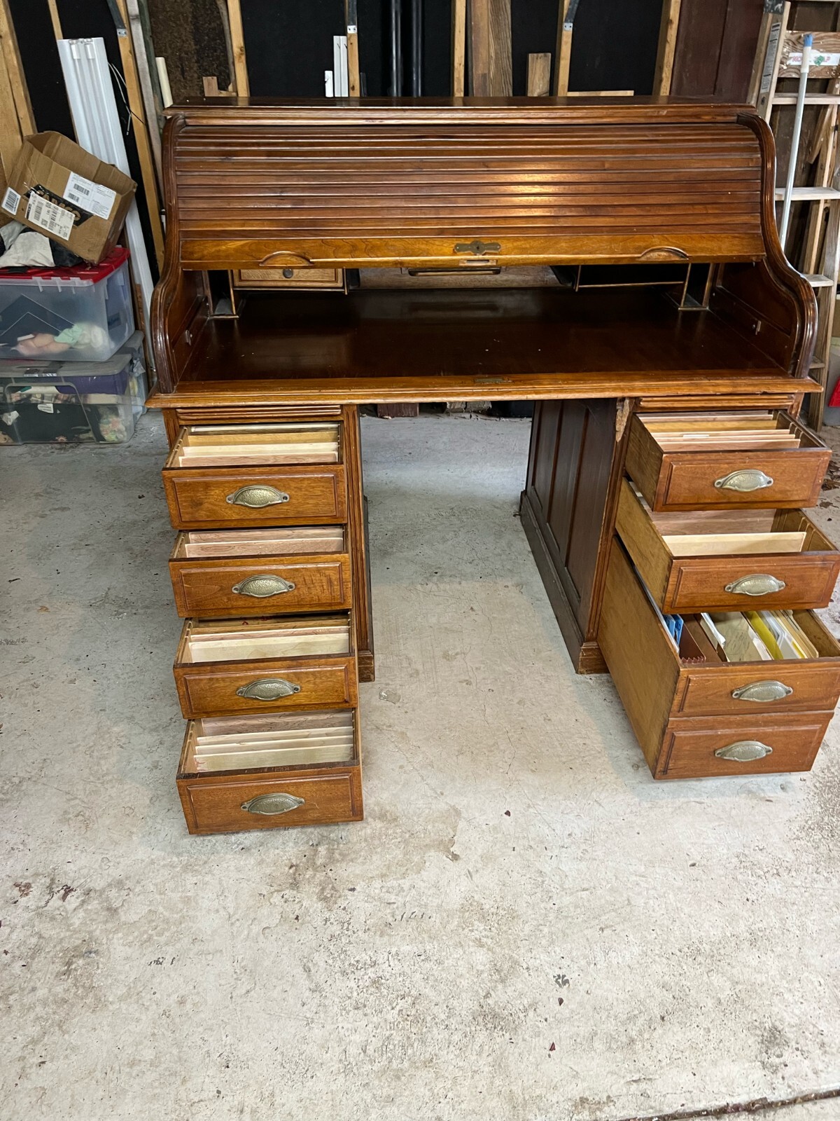 Walnut Roll Top Desk eBay