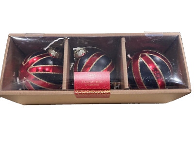 Marks and Spences Home (3) UK Flag Ornaments Baubles Glass Target Exclusive NEW
