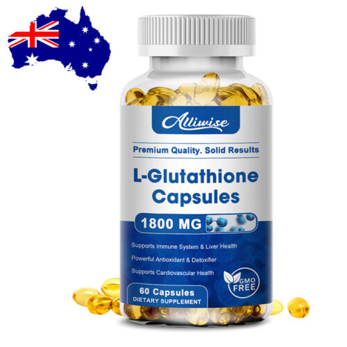 1800mg Glutathione Whitening Pills Skin Lightening Dark Spots Remover 60 Caps - Picture 1 of 9