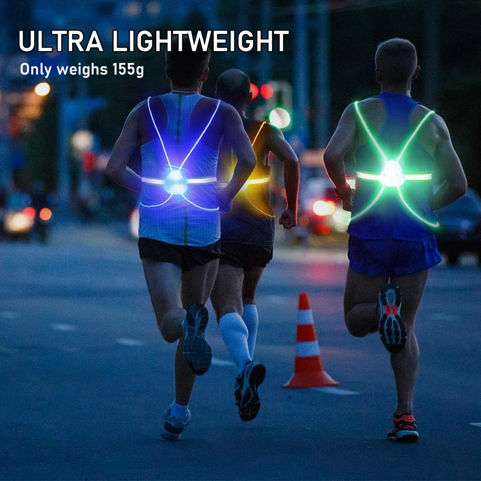 Running Safety Vest Belt Led Reflective Waistband Cycling Scooter Sports Costume - Image 4 of 4