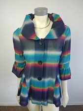 Damee, Inc. Semi Sheer Mesh Multicolor Striped Jacket Top Sz S New