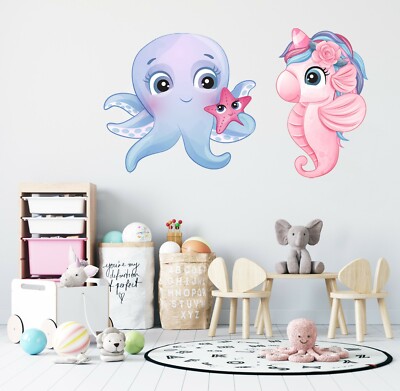 3D Tintenfisch Seestern C451 Tier Wallpaper Wandbild Poster Wandaufkleber Zoe
