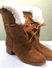 Vintage HUSH PUPPIES Brown Leather Shearling Lined Boots Blizzard Women 6.5 NIB