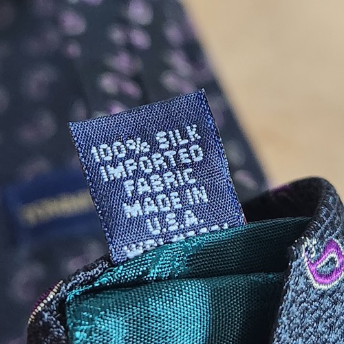 Cravatta Tommy Hilfiger seta viola nero melanzane paisley USA - Foto 6 di 6