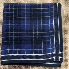 PLAIDS CHECKS NAVY BLUE LASSIC HANDKERCHIEF COTTON MEN POCKET ART SQUARE 18" M5
