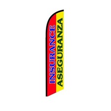Insurance Aseguranza Swooper Flutter Feather Flag  3ft W x 11.5ft Tall