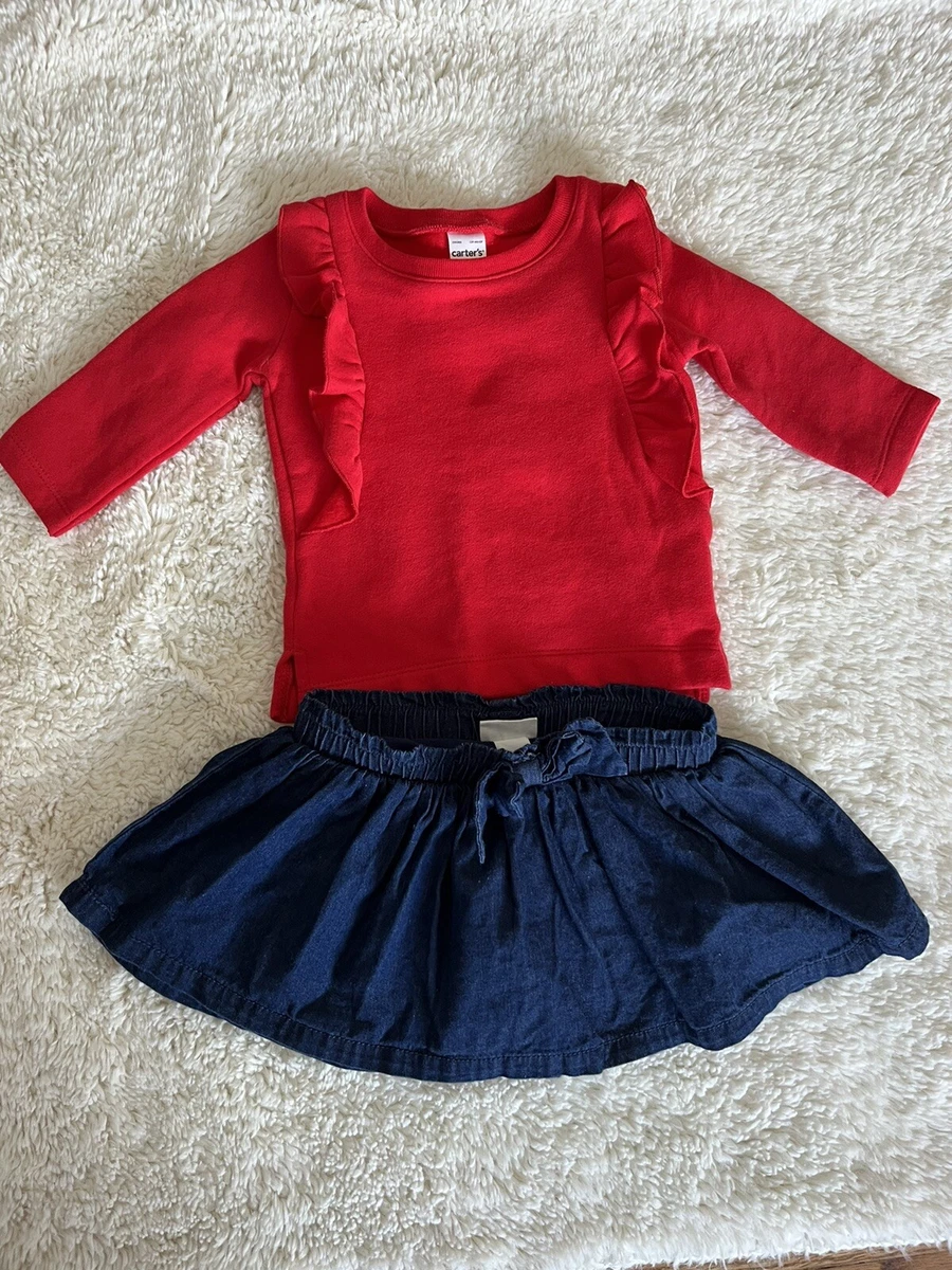 Baby girl red denim clearance skirt