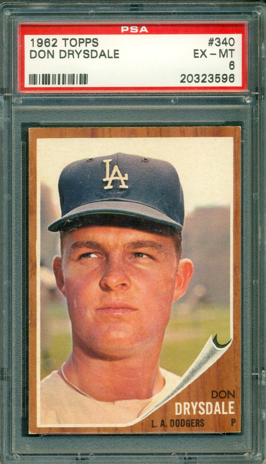 Don Drysdale 1962 Topps #340 ** PSA 6 ** Hall of Fame Hurler - Centered 50/50 !
