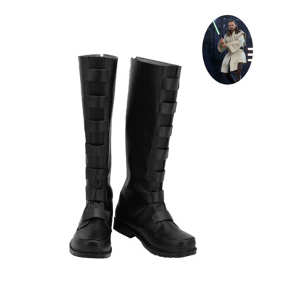 Star Wars Qui-Gon Jinn Shoes Cosplay Men Boots Black Version