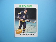1975/76 TOPPS NHL HOCKEY CARD #221 BUTCH GORING EX/NM SHARP!! AUTO AUTOGRAPH