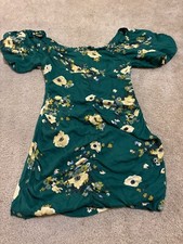 URBAN OUTFITTERS Green Yellow Floral Shoulder Sleeve Skater Dress Size 4