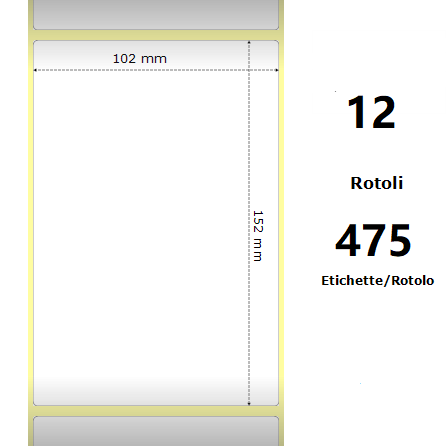 White 102x152mm, 475 Et/Rotolo Z-1000D,4x6x1 Core ,12 Rolls - Bild 1 von 1