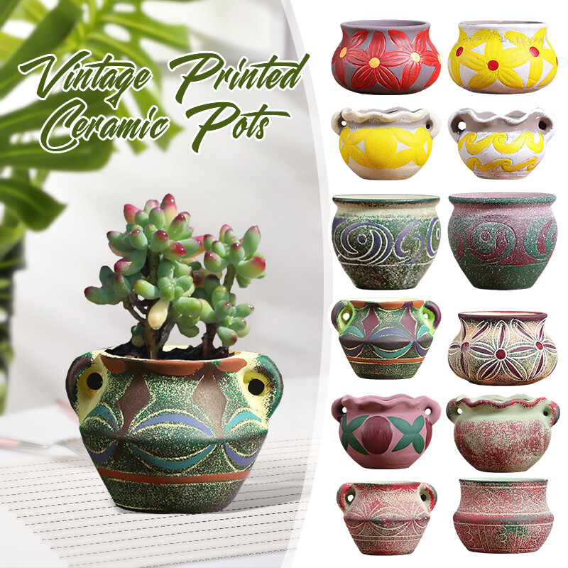 Creative Mediterranean Succulent Flower Pots Ceramic Retro Hand Painted Pots.  | eBay