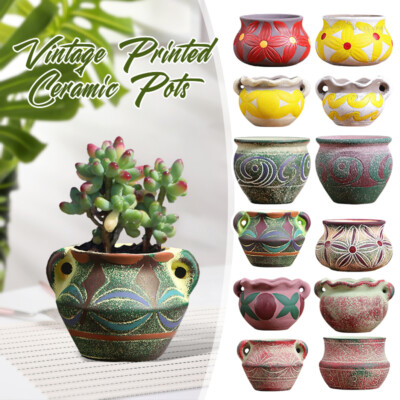 Creative Mediterranean Succulent Flower Pots Ceramic Retro Hand Painted Pots.  | eBay
