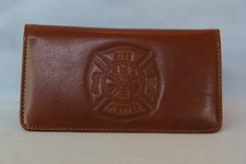 FIRE FIGHTER Fireman Leather Checkbook NEW brown