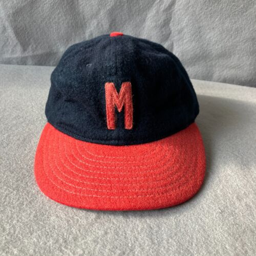 Baseballkappe Ebbets Feldflanellmütze Herren passend 7 1/2 blau rot Vintage M - Bild 1 von 9