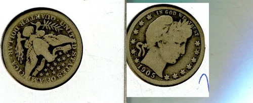 1905 P BARBER SILVER QUARTER GOOD 2673S