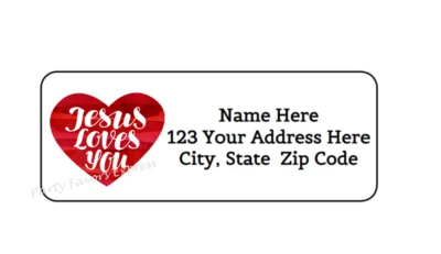PARTY FAVORS EXPRESS 30 JESUS LOVES YOU PERSONALIZED RETURN ADDRESS LABELS 1 in X 2.625 in