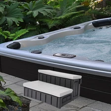 Light Gray Black 2 Slip-Resistant Patio Spa Hot Tub Step w/ Compartment Storage