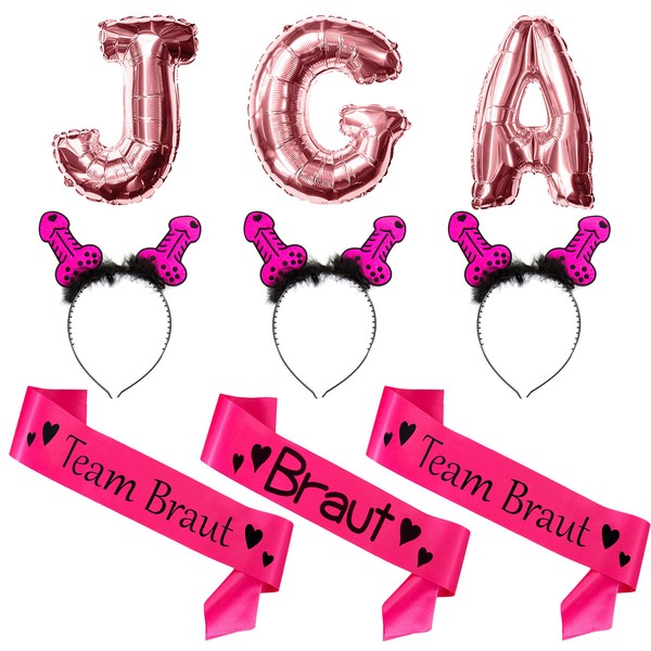 Jga Accessoire Set - Braut + 2X Team Braut SchäRpe + 3X Penis Haarreif + Ballons-image