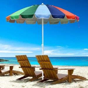 Rainbow Beach Umbrella Patio Outdoor Sunshade 16 Ribs Crank Tilt Market 7ft Pool Ebay
