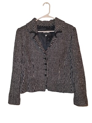 Giorgio Armani Women's Black White Tailored Tweed Blazer US Sz L  - Main Image