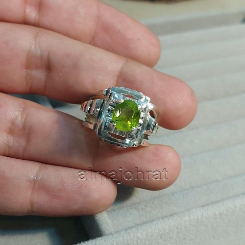 Anillo de plata 925 peridoto 1,5 quilates certificado laboratorio natural - Imagen 3 de 5
