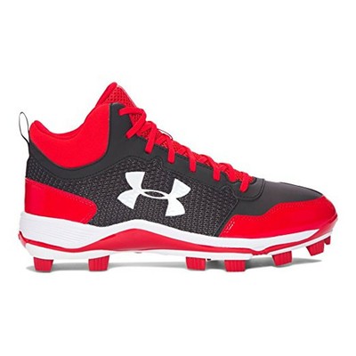 red and black under armour baseball cleats