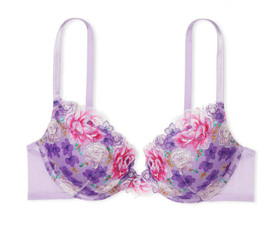 Victoria's Secret Dream Angels Push Up bra set embroidery purple floral 5Z5A
