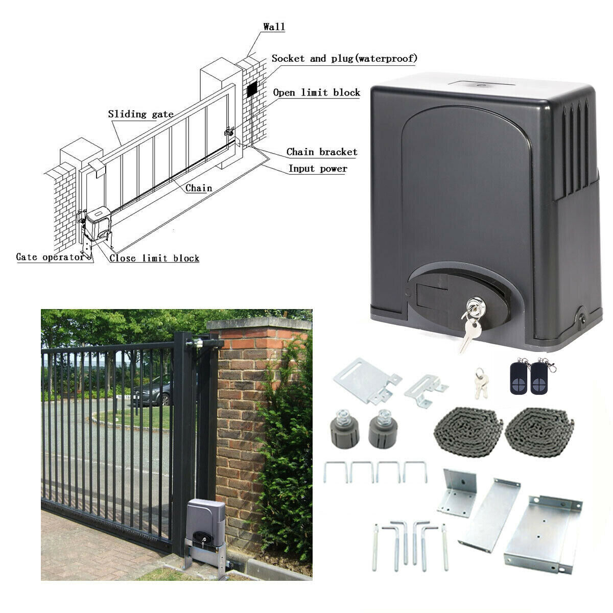 Sliding Gate Opener Price reduction Electric Operator Remote Control w New product Automati