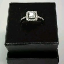 925 Sterling Silver CZ Princess Cut Stone With Side Stones Ring. Size 8.