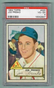 1952 Topps #220 Joe Presko Cardinals PSA 4 - VG/EX