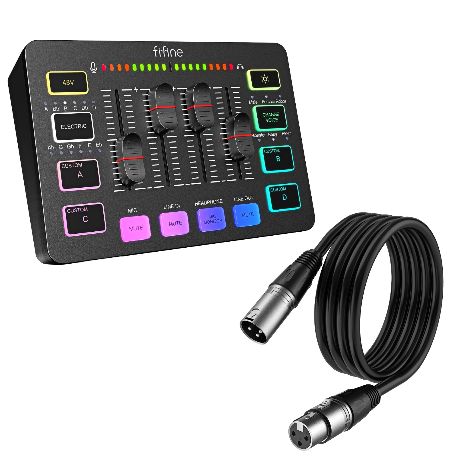 4 Channel RGB Gaming Audio Mixer, Podcast/Recording/Streaming/Vocal-FIFINE SC3