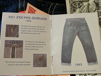 LEVI LVC 551ZXX VTG 1962 BIG E SELVEDGE DARK DENIM JEAN 29×36 555