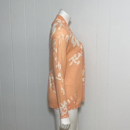 Chico's Cardigan Women's Small Orange Linen Cotton Floral Open Front Boho Chic - 第 4/13 張圖片